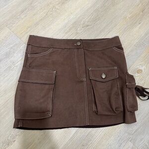 Desigual Brown Suede Cargo Mini Skirt